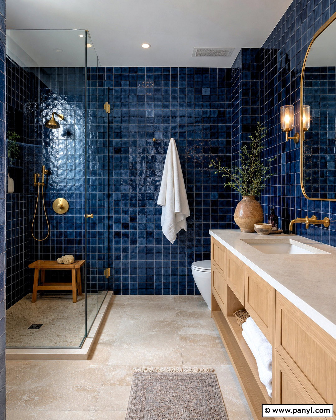 Deep Blue Zellige Tile Bathroom - 20 deep blue bathroom ideas