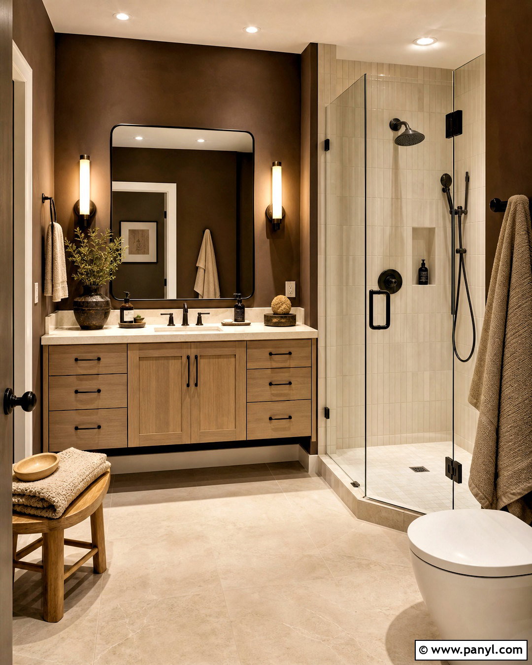Deep Brown And Sand Bathroom Paint Scheme - 20 bathroom paint ideas colour schemes