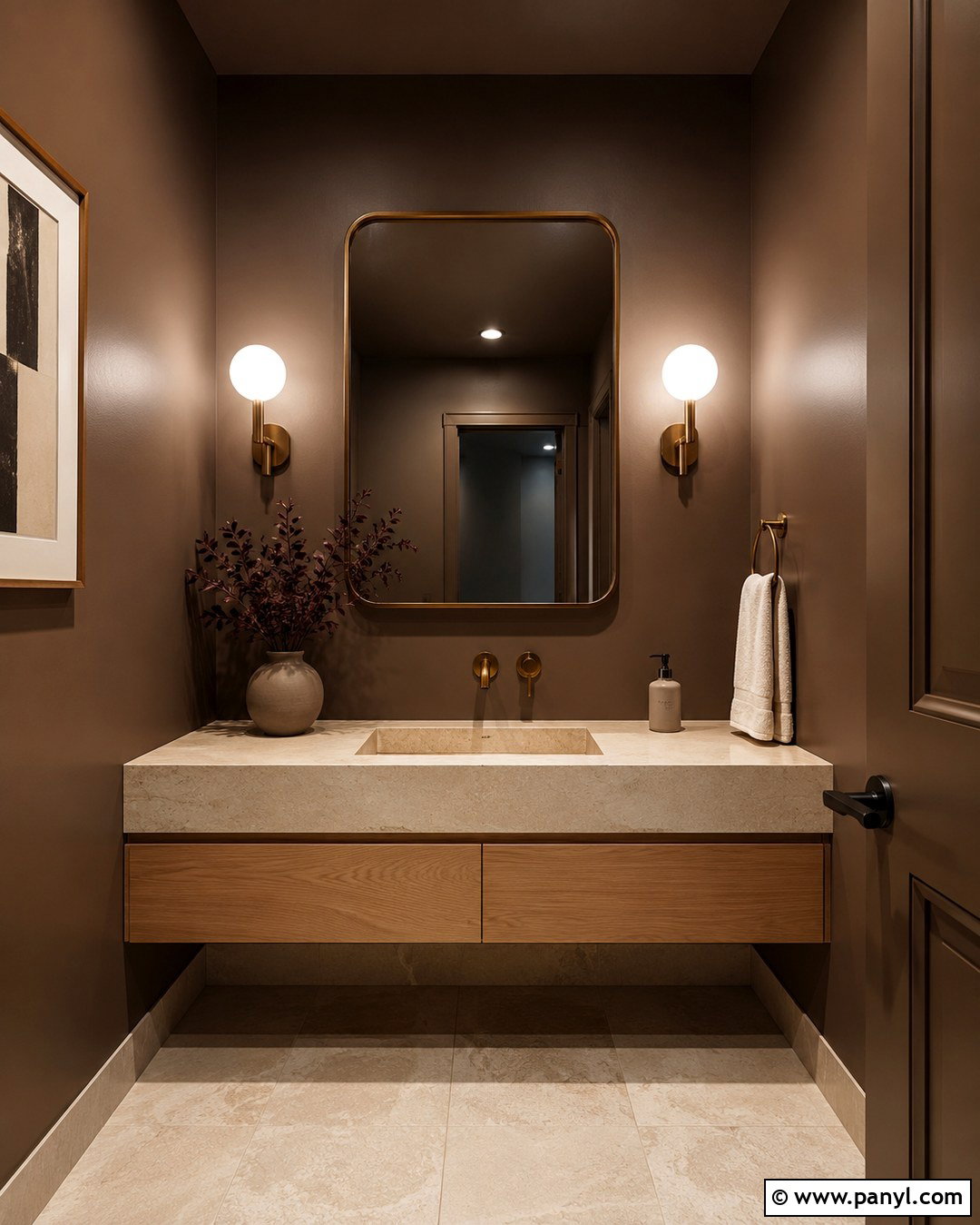 Deep Brown Beige Powder Room Wall Color - 20 Brown Beige Wall Color Ideas