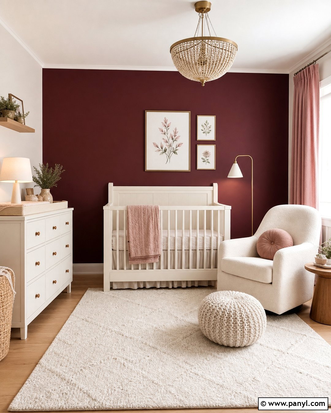 Deep Burgundy Accent Wall Nursery - 20 Red Accent Wall Nursery Ideas