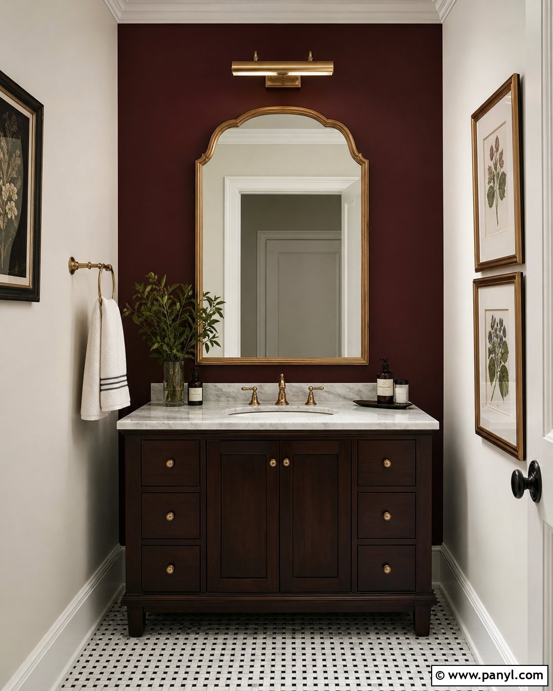 Deep Burgundy Bathroom Accent Wall - 30 Accent Wall Bathroom Painted Ideas