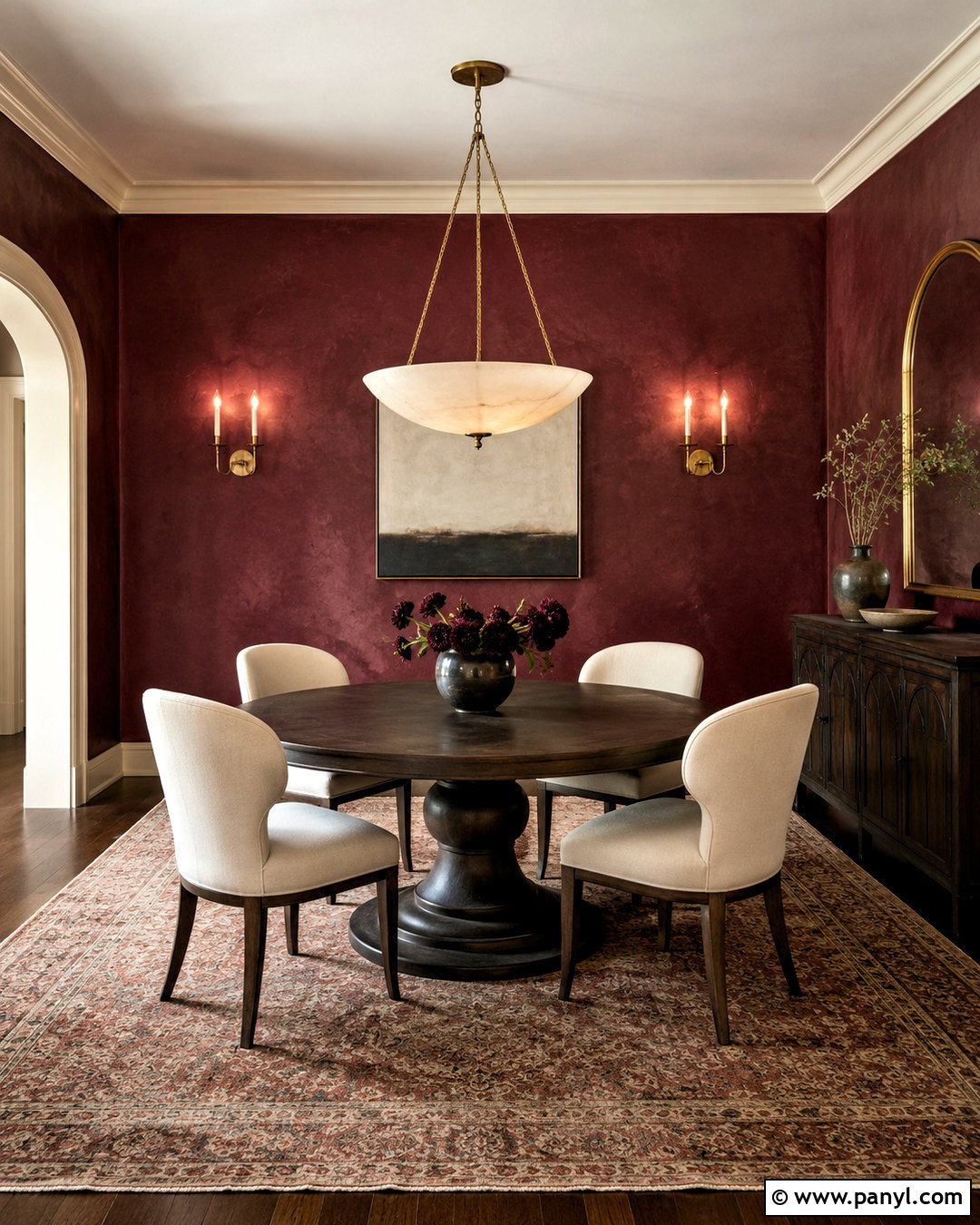 Deep Burgundy Lime Plaster Dining Room - 20 lime plaster walls
