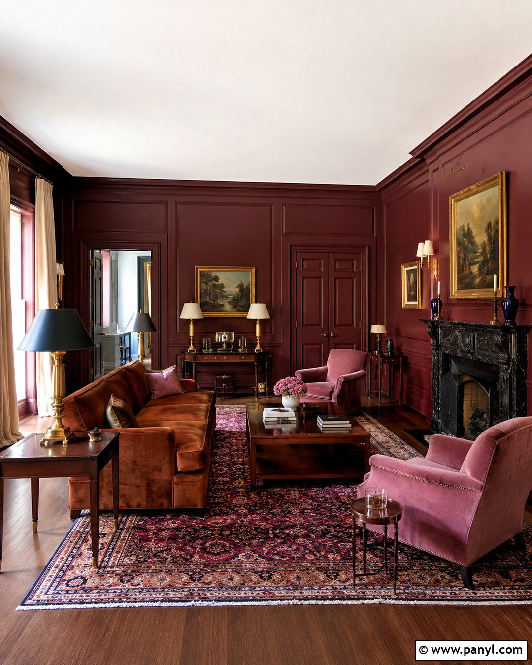 Deep Burgundy Living Room - 20 moody living room paint colors