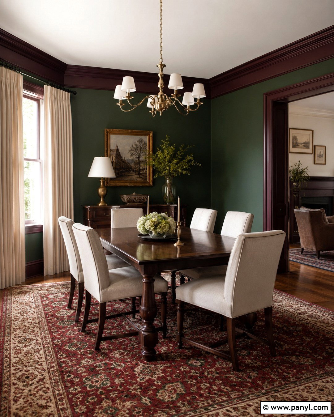 Deep Burgundy Trim - 20 Trim Color For Dark Green Walls