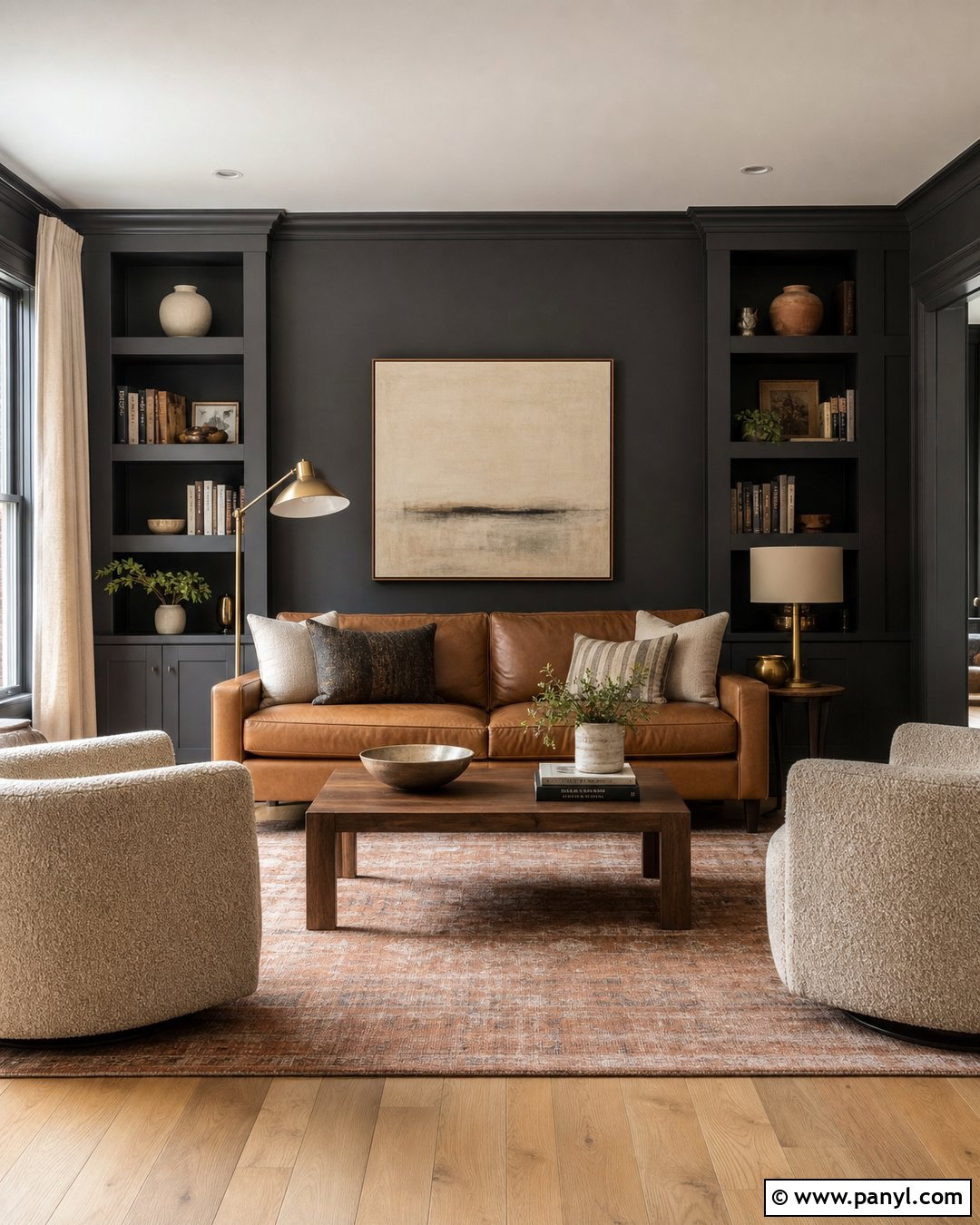 Deep Charcoal Wall Color Living Room - 30 Moody Wall Color Ideas