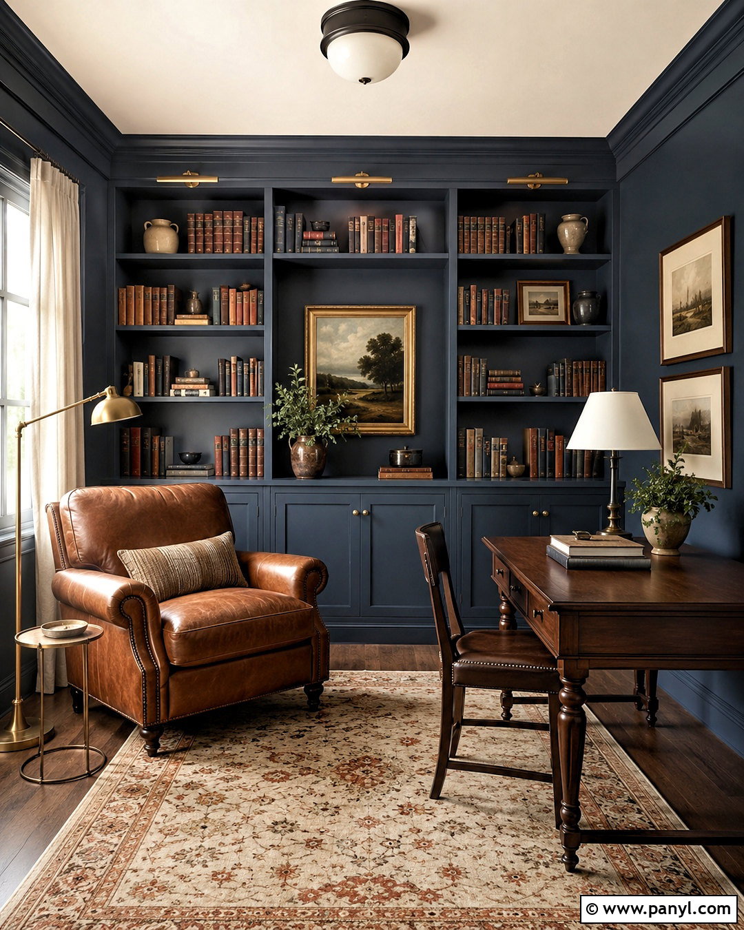 Deep Dusty Blue Library - 20 dusty blue paint color ideas