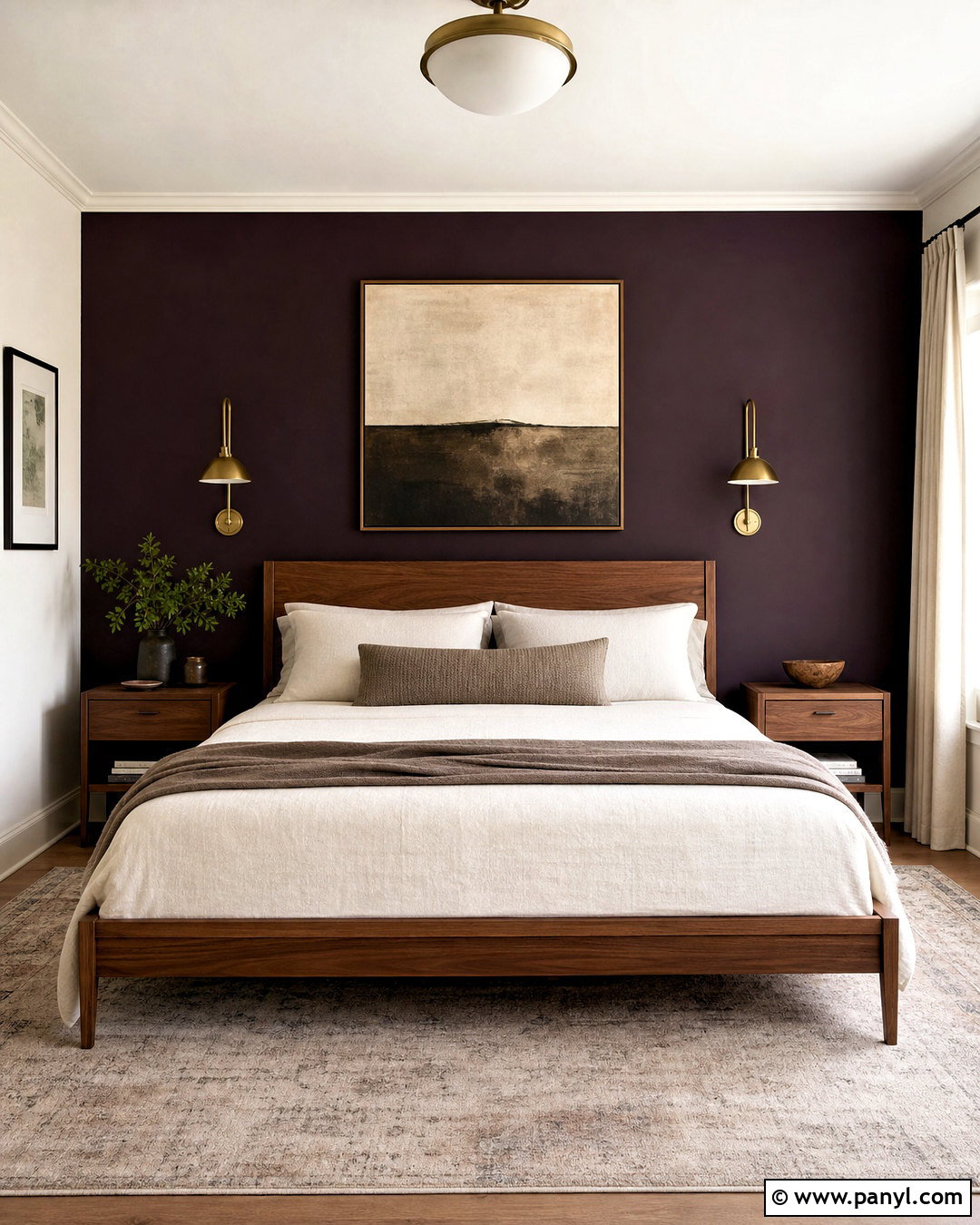 Deep Eggplant Purple Accent Wall - 20 purple wall painting ideas bedroom ideas