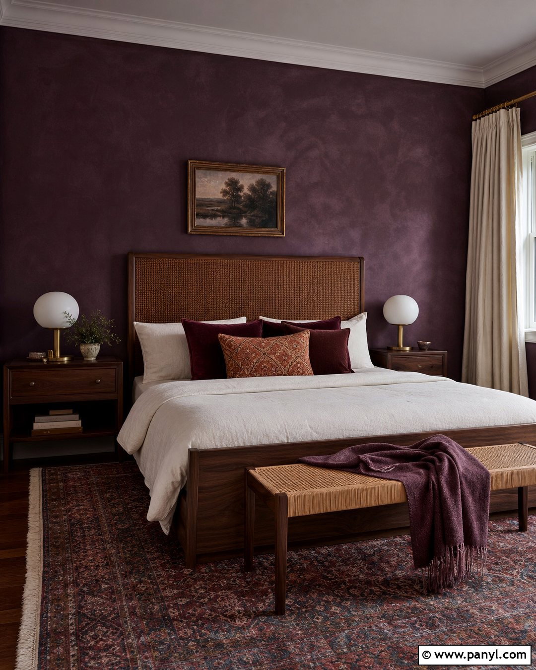 Deep Eggplant Purple Limewash Bedroom - 30 Purple Limewash Walls