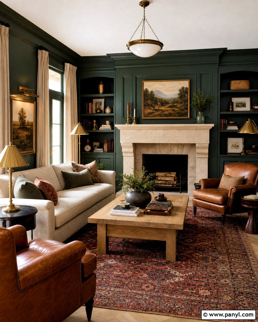 Deep Forest Green Family Room - 20 family room paint color ideas