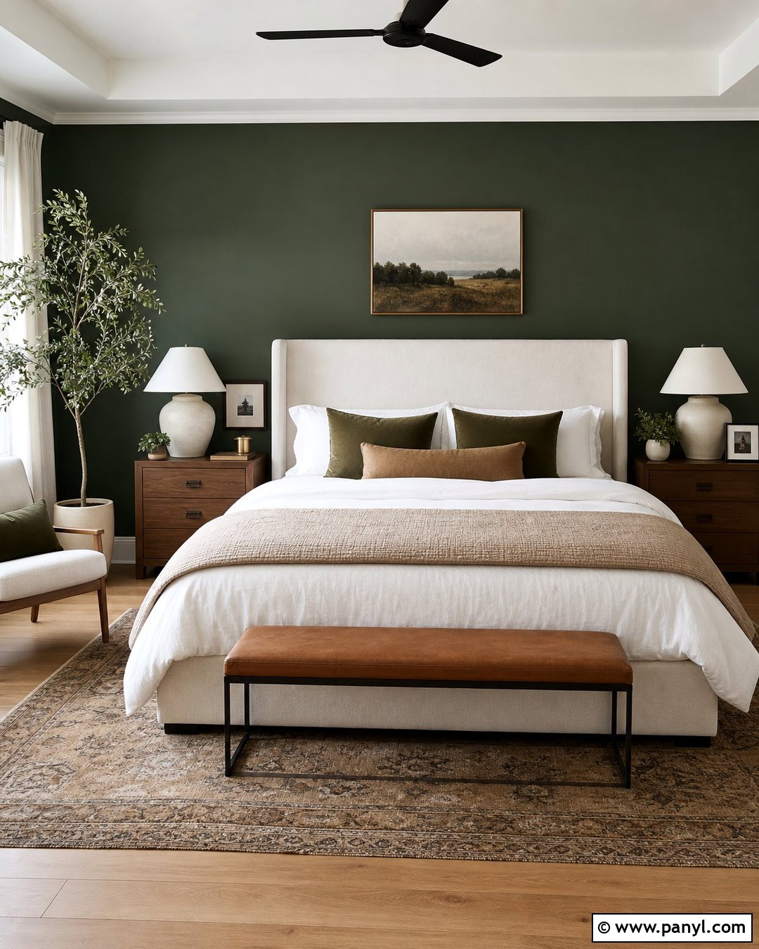 Deep Green Accent Wall Behind The Bed - 30 deep green accent wall ideas