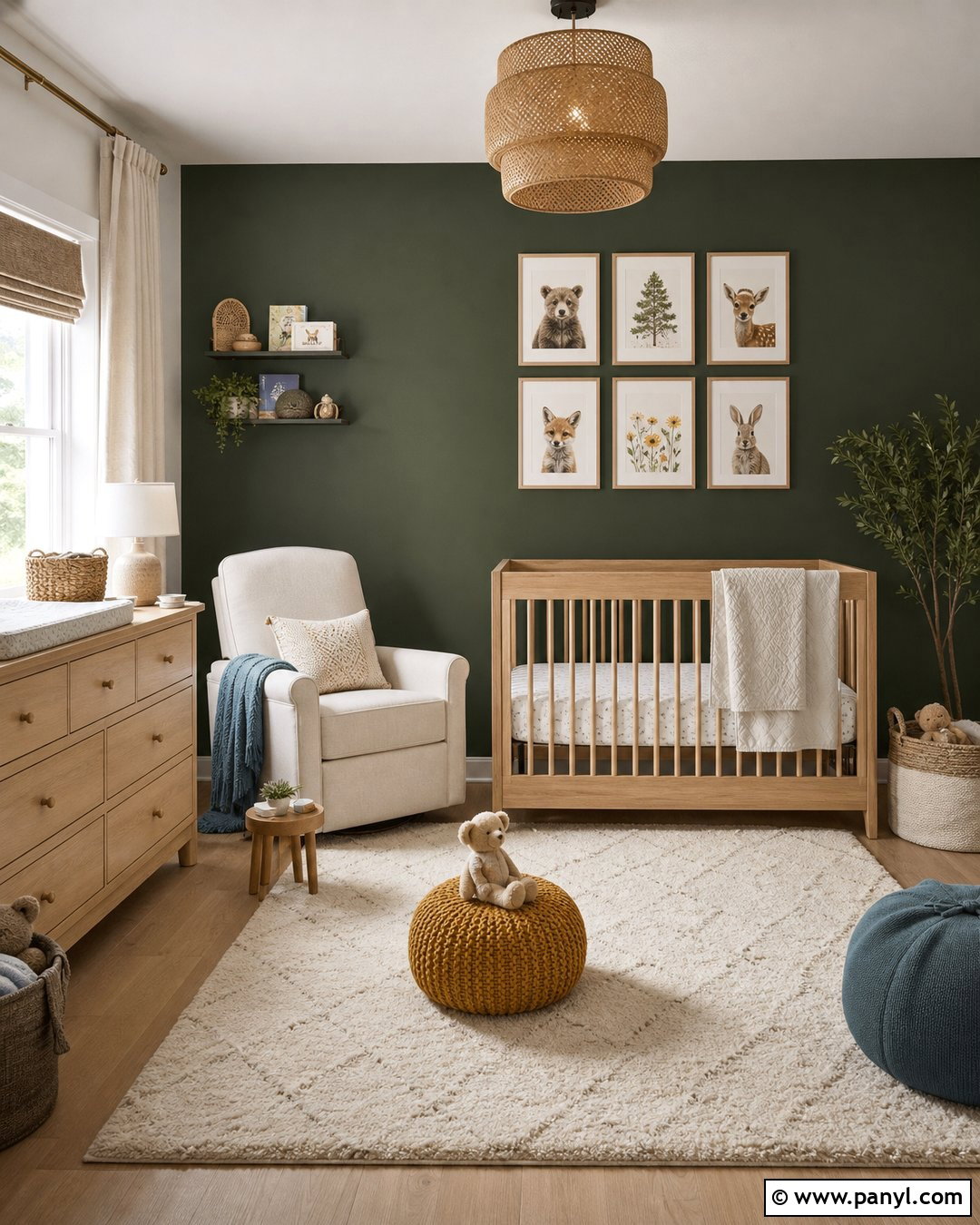Deep Green Accent Wall In A Nursery - 30 deep green accent wall ideas