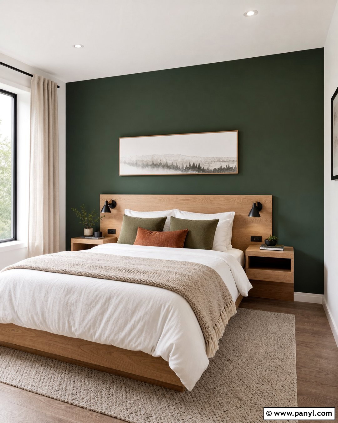 Deep Green Accent Wall In A Small Bedroom - 30 deep green accent wall ideas