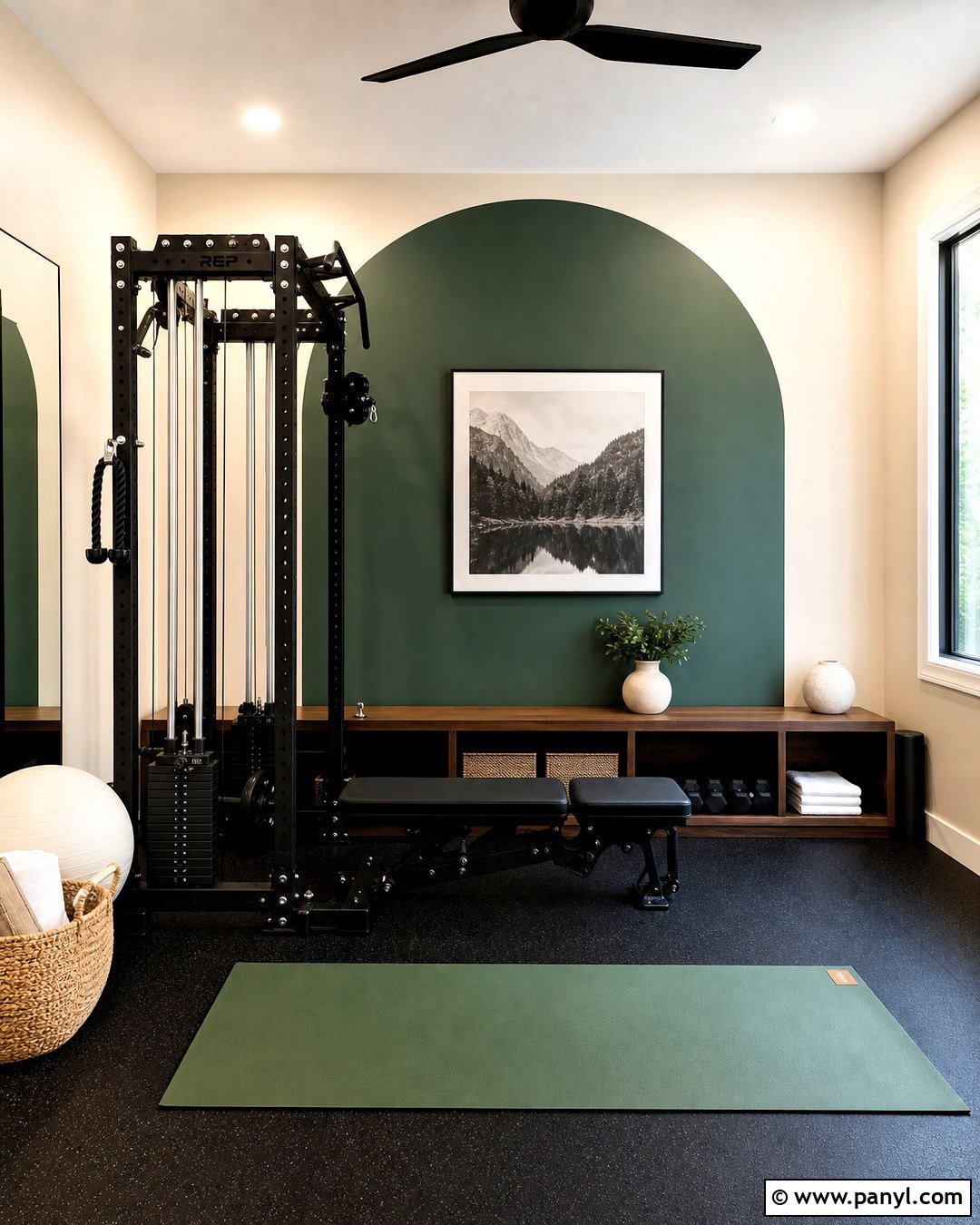 Deep Green Arched Gym Wall - 20 gym wall painting ideas