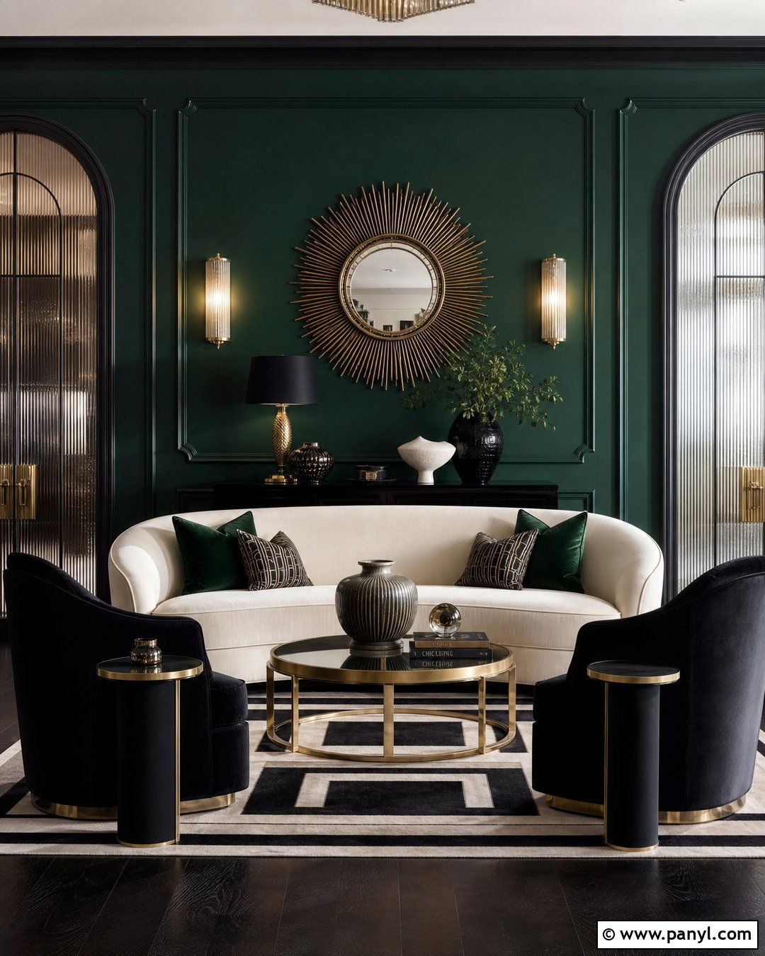 Deep Green Art Deco Wall - 30 deep green wall ideas