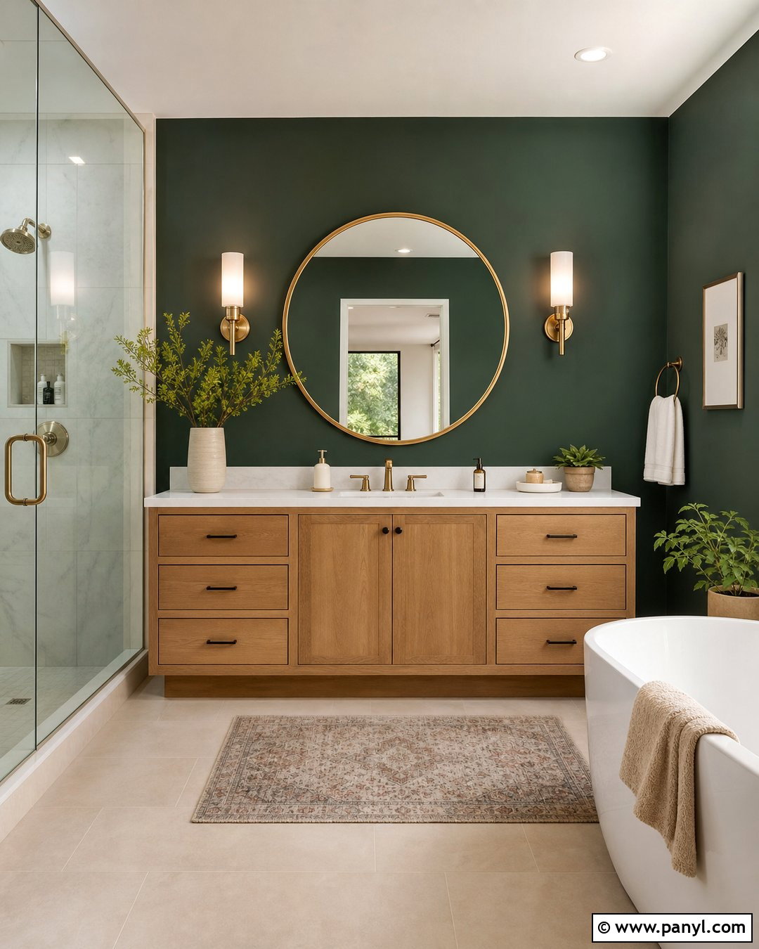 Deep Green Bathroom Accent Wall - 30 deep green accent wall ideas