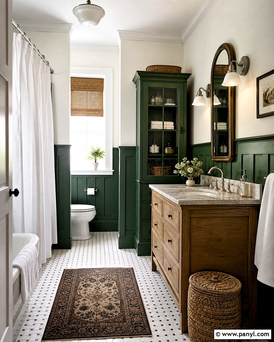 Deep Green Bathroom Wainscoting - 20 deep green bathroom ideas