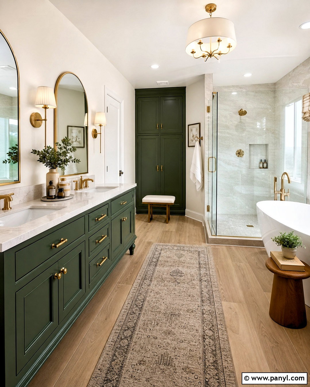 Deep Green Bathroom With Double Vanity - 20 deep green bathroom ideas