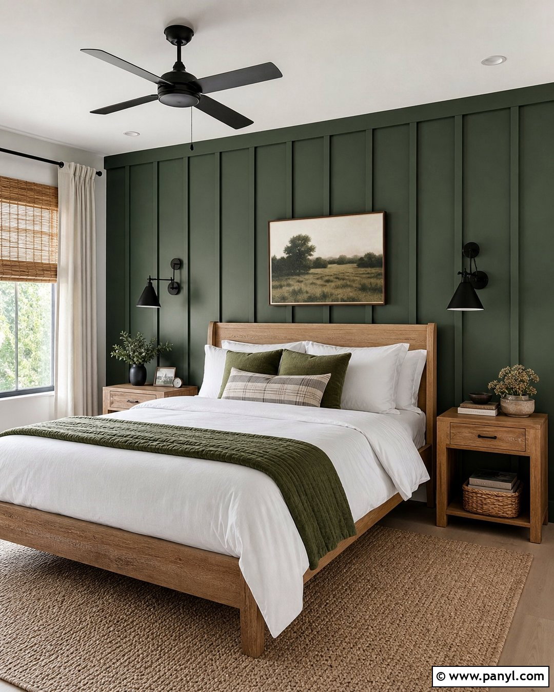 Deep Green Board And Batten Accent Wall - 30 deep green accent wall ideas