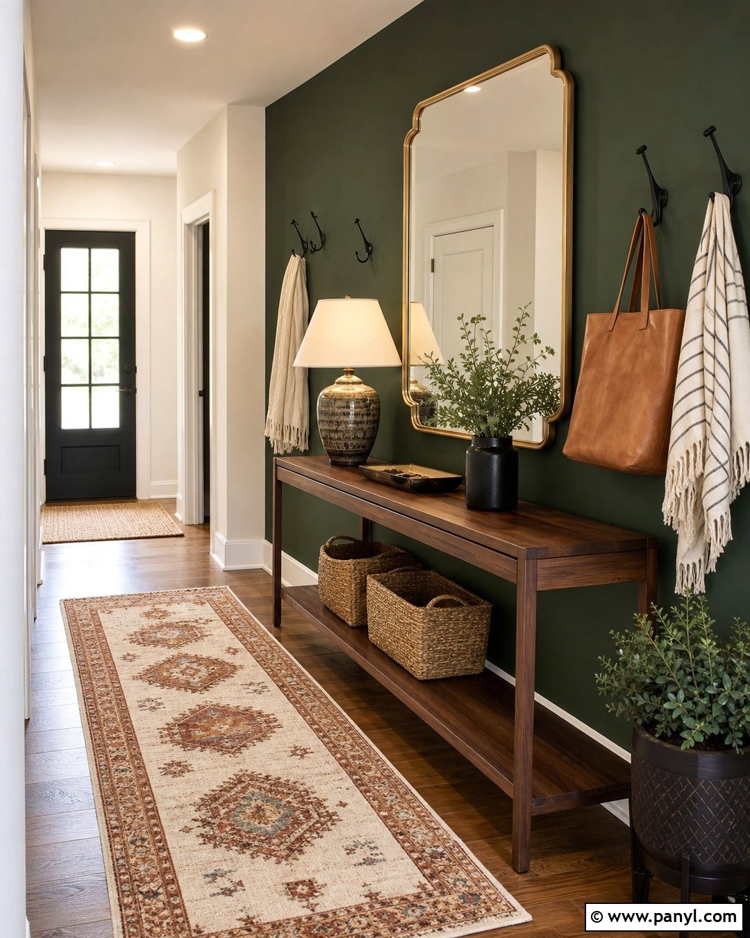 Deep Green Entryway Accent Wall - 30 deep green accent wall ideas