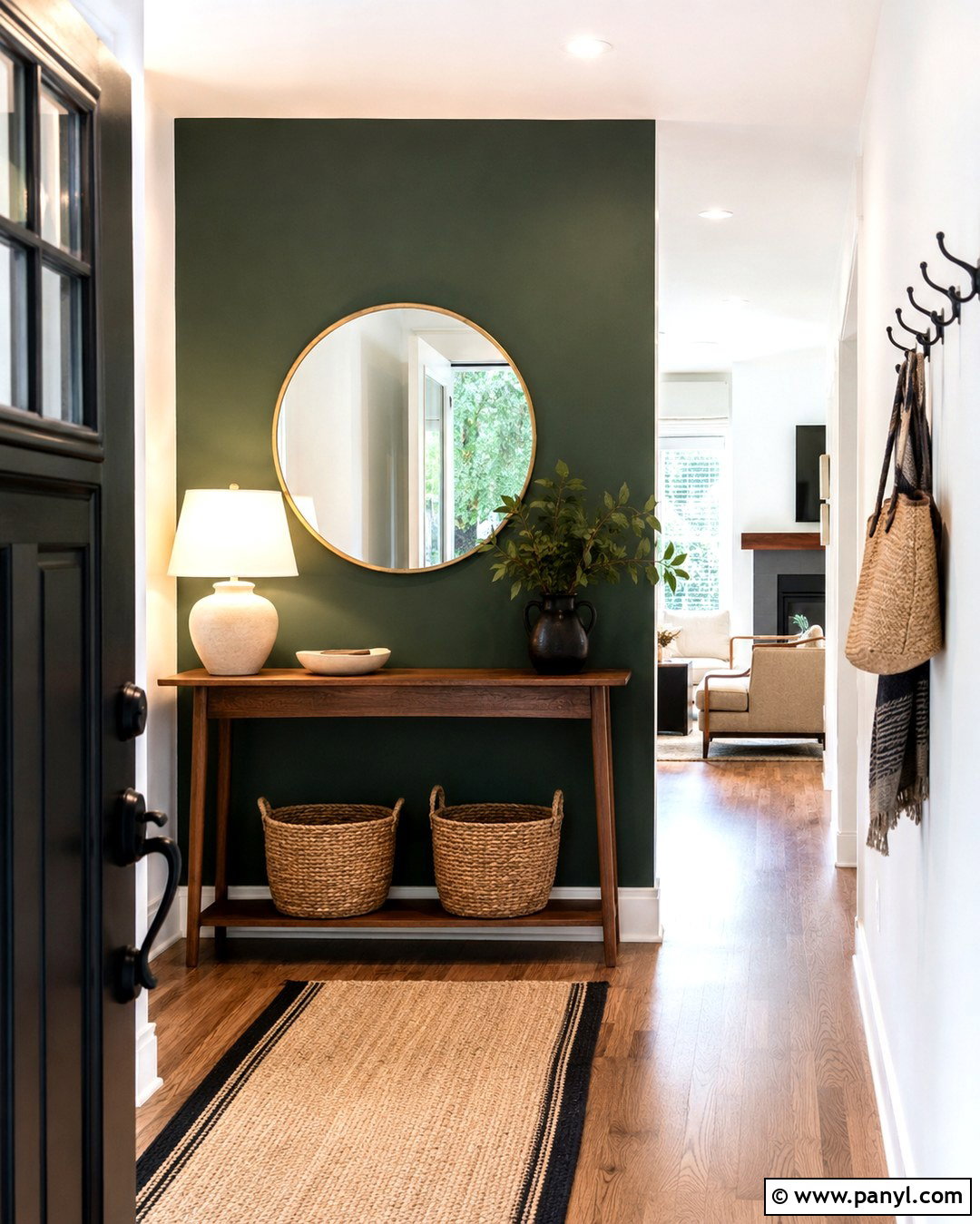 Deep Green Feature Wall In An Entryway - 20 deep green feature wall ideas