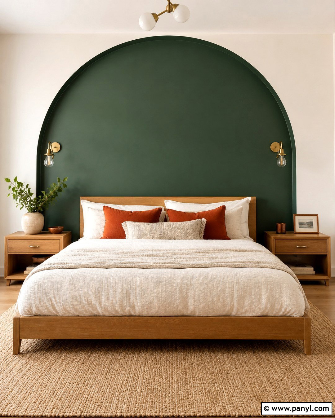 Deep Green Feature Wall With Arched Paint - 20 deep green feature wall ideas