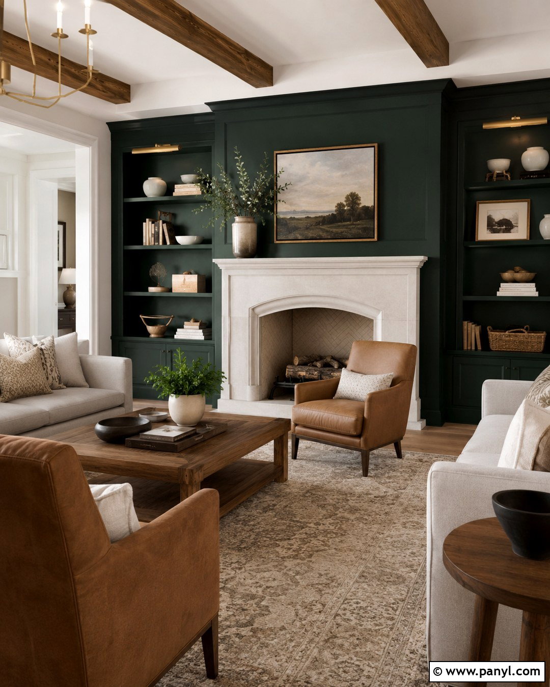 Deep Green Feature Wall With Fireplace - 20 deep green feature wall ideas
