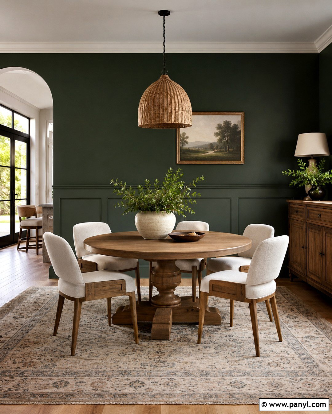Deep Green Feature Wall With Half Wall Paneling - 20 deep green feature wall ideas