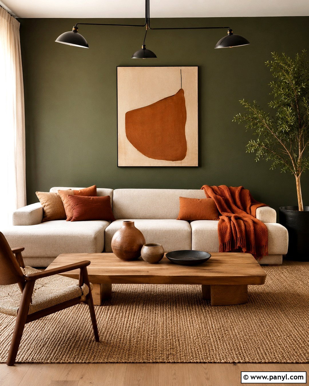 Deep Green Feature Wall With Terracotta Decor - 20 deep green feature wall ideas