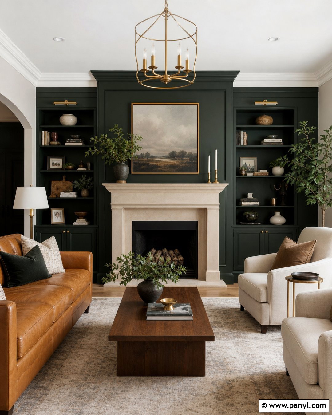 Deep Green Fireplace Accent Wall - 30 deep green accent wall ideas