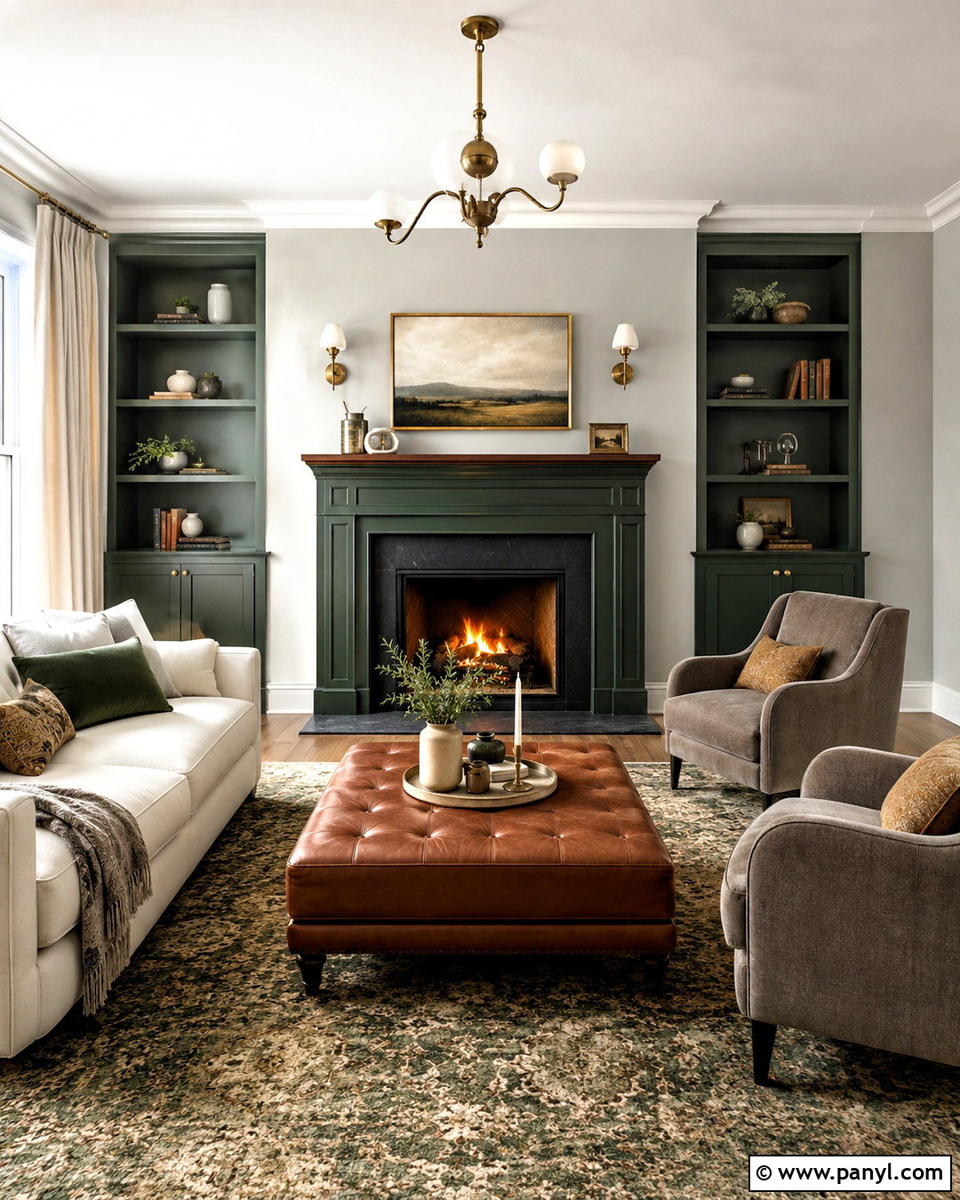 Deep Green Fireplace With Gray Walls - 20 What Color Fireplace With Gray Walls