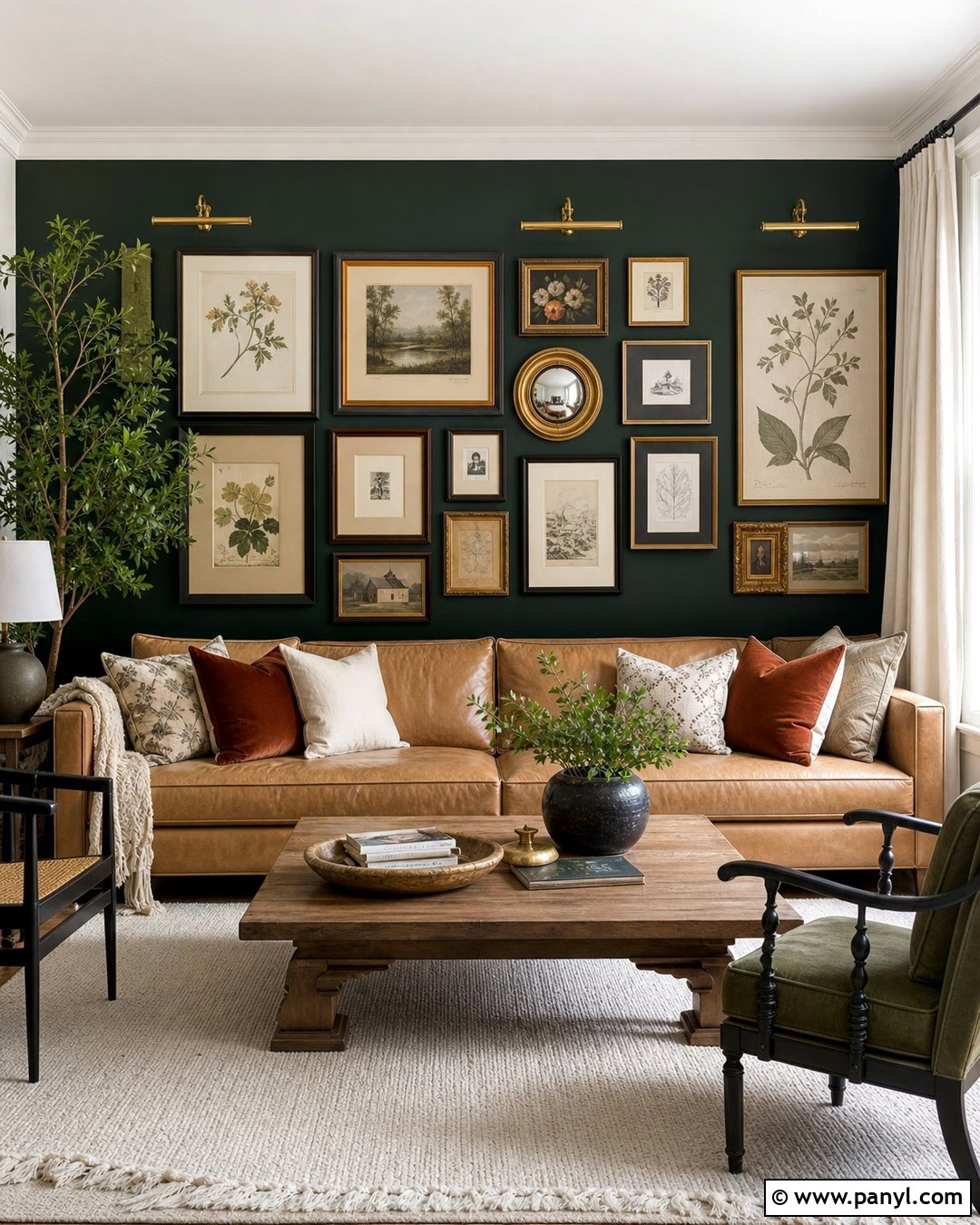 Deep Green Gallery Wall - 30 deep green wall ideas