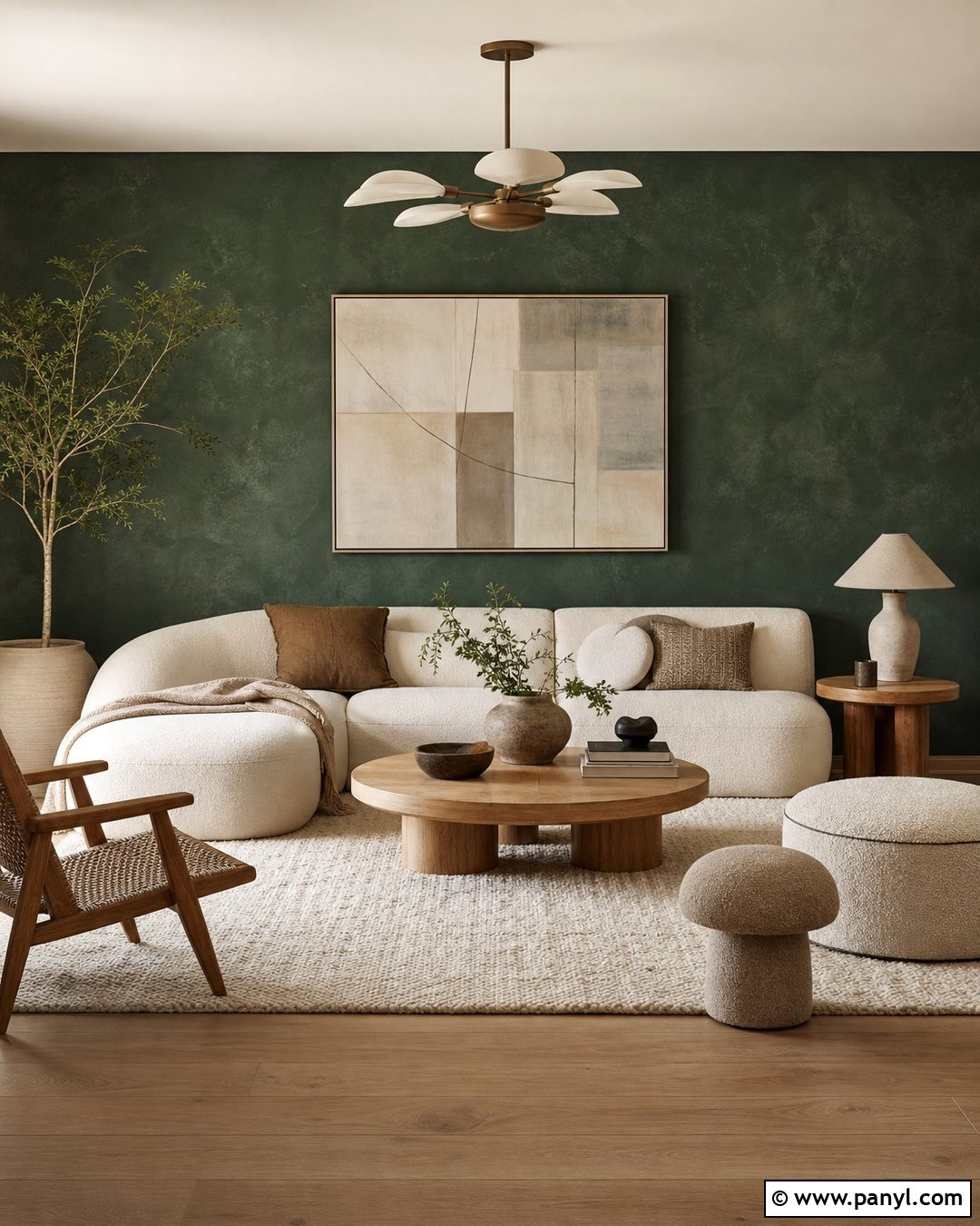 Deep Green Limewash Accent Wall - 30 deep green accent wall ideas