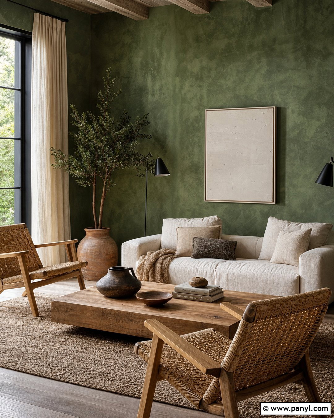 Deep Green Limewash Wall - 30 deep green wall ideas