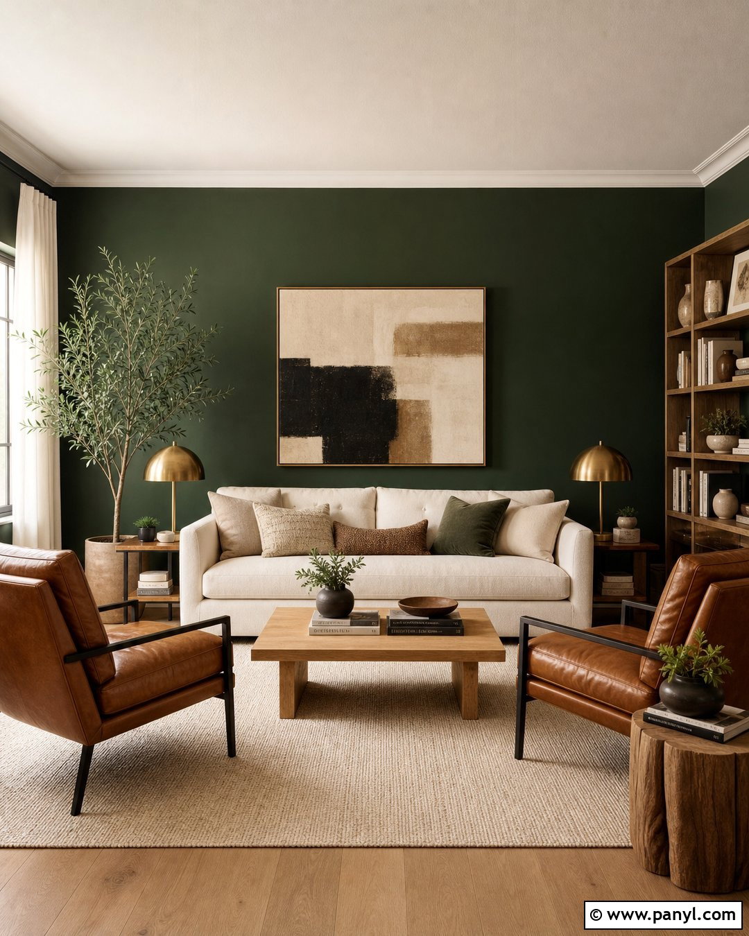 Deep Green Living Room Wall - 30 deep green wall ideas