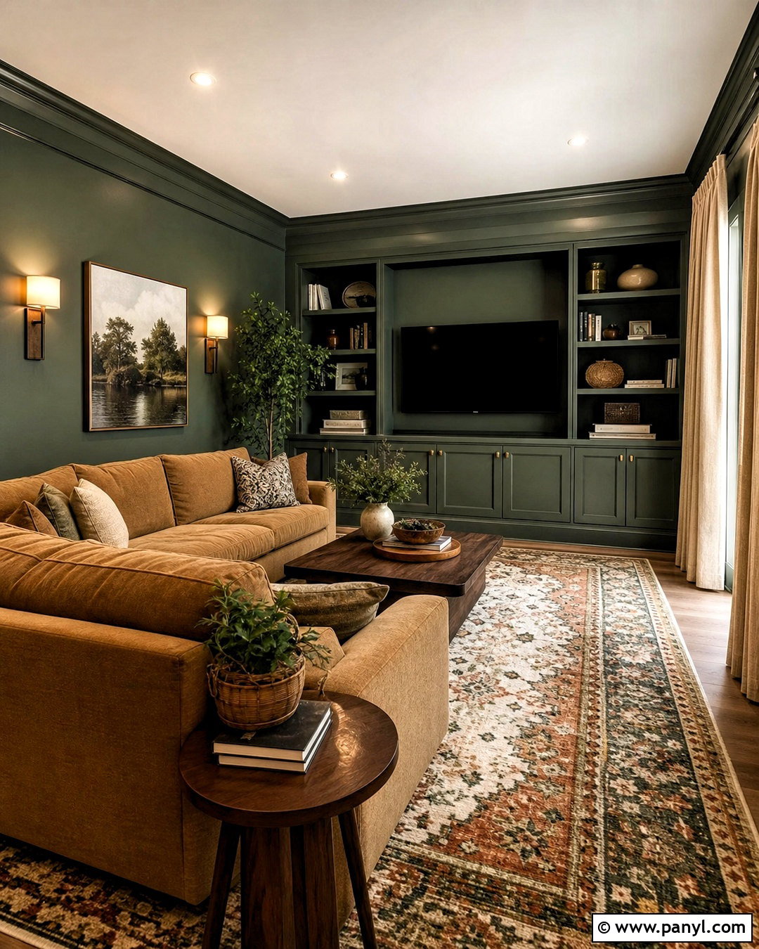 Deep Green Media Room Walls - 20 room wall painting ideas