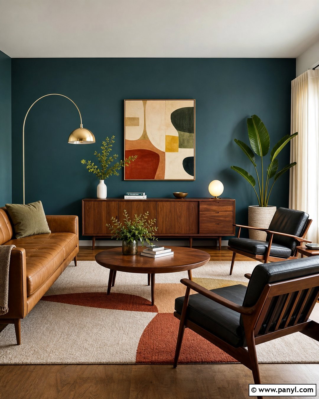 Deep Green Midcentury Modern Wall - 30 deep green wall ideas