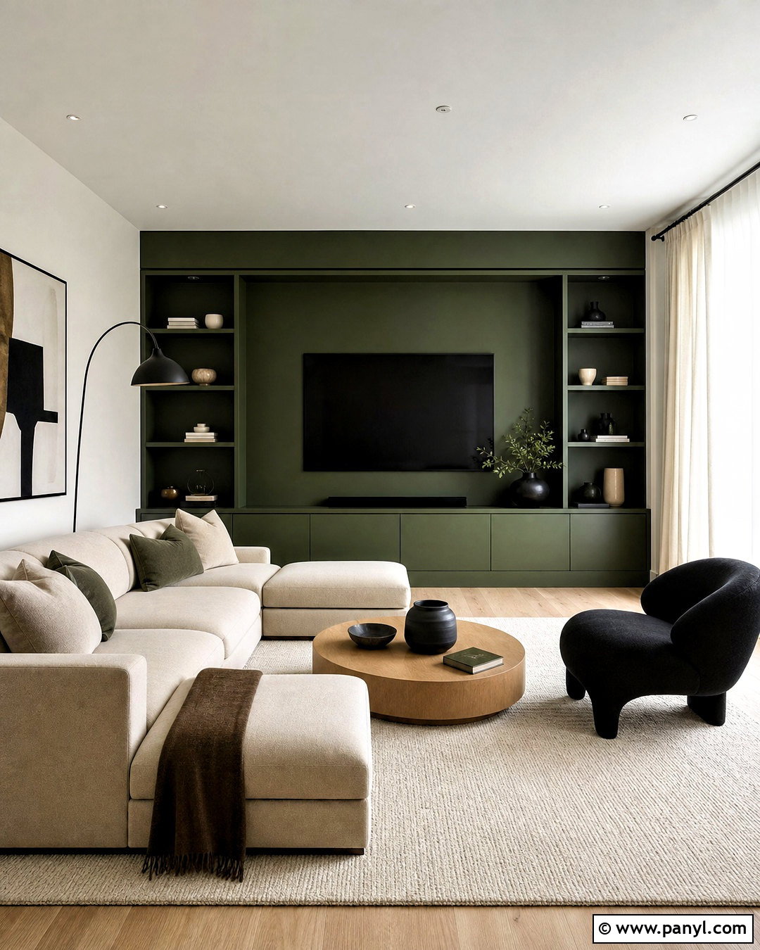 Deep Green Modern Living Room - 20 deep green living room ideas