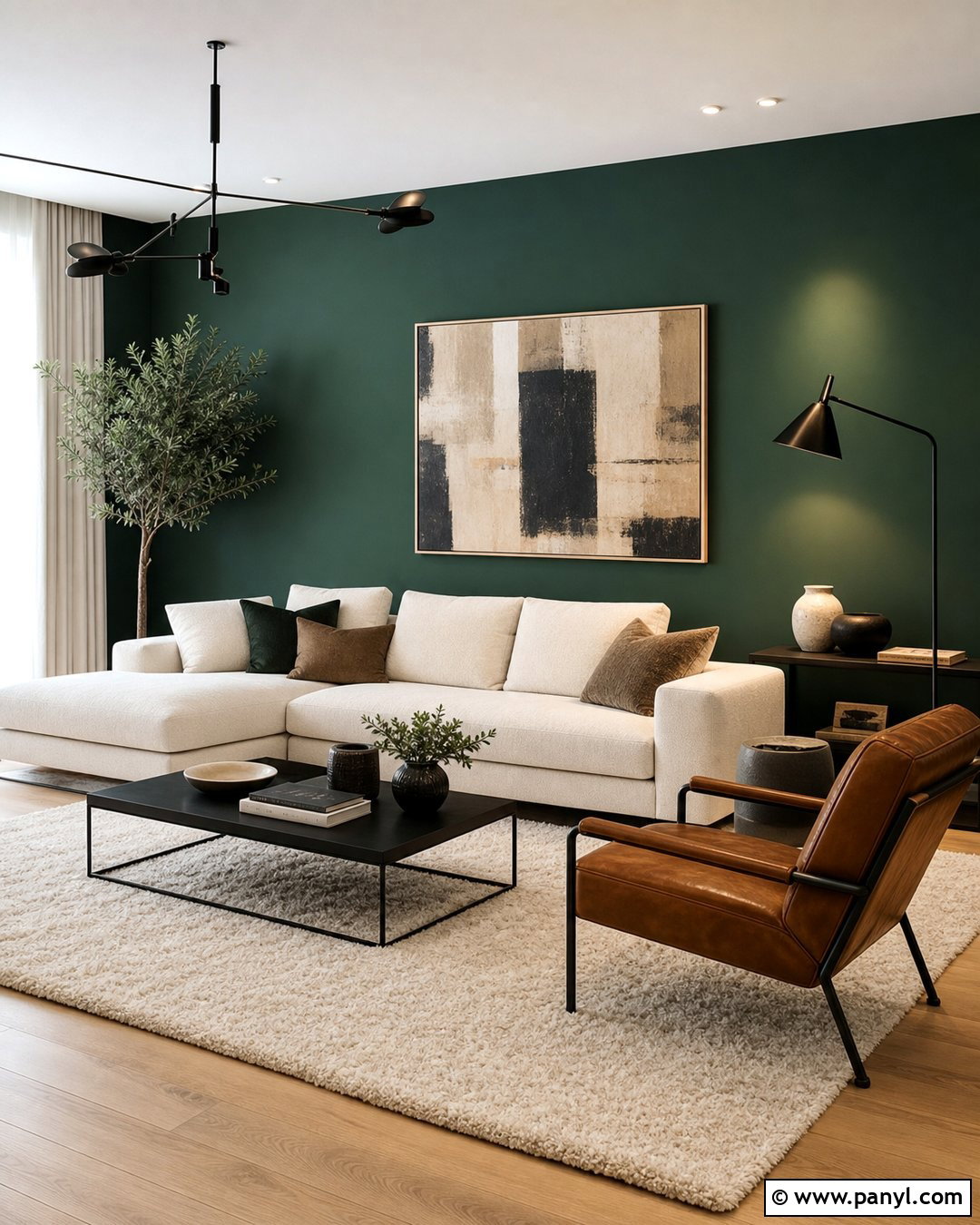 Deep Green Modern Wall - 30 deep green wall ideas