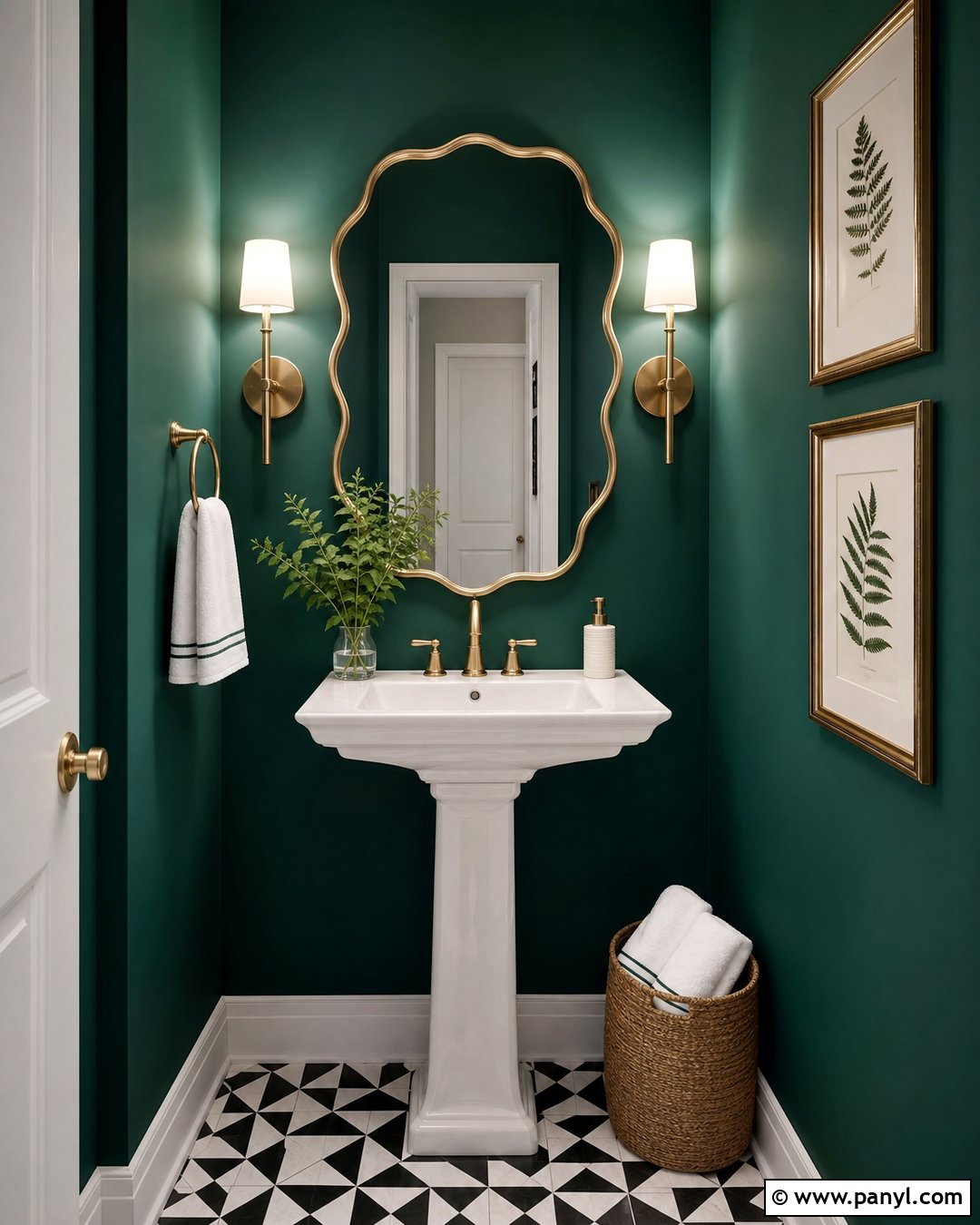 Deep Green Powder Room Wall - 30 deep green wall ideas