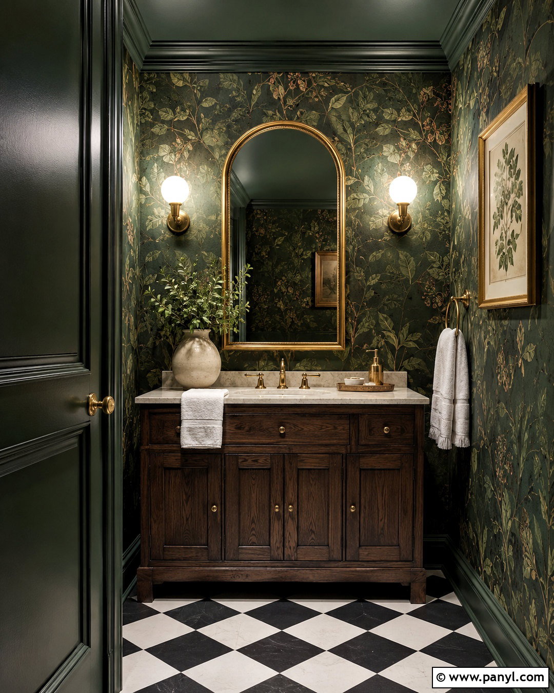 Deep Green Powder Room - 20 dark moody interior design ideas