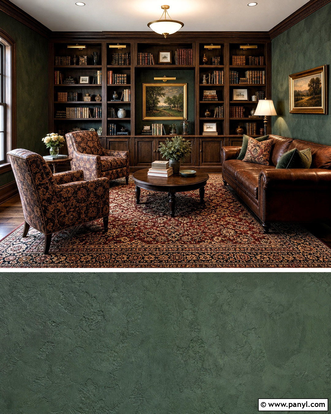 Deep Green Roman Clay Library - 20 roman clay walls