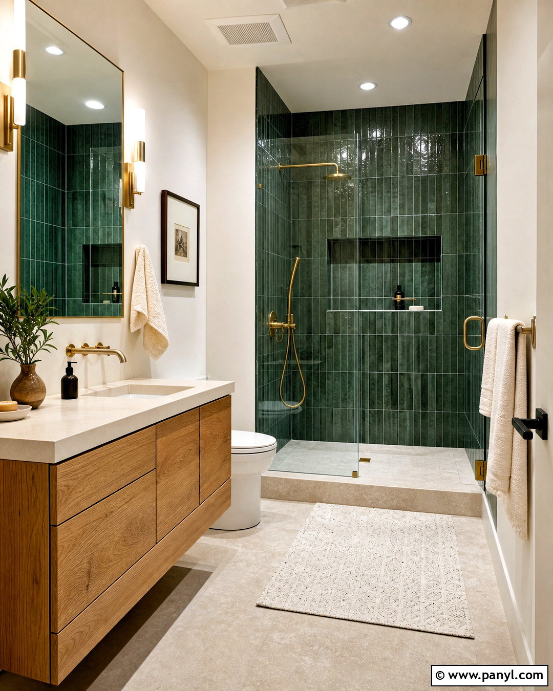 Deep Green Shower Tile - 20 deep green bathroom ideas