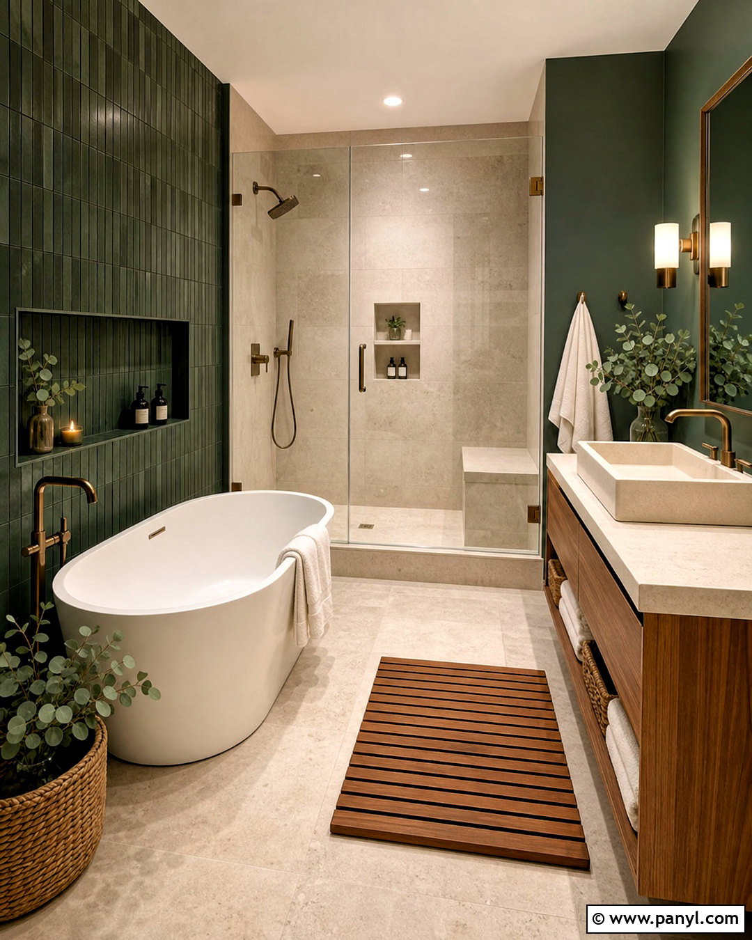 Deep Green Spa Bathroom - 20 deep green bathroom ideas