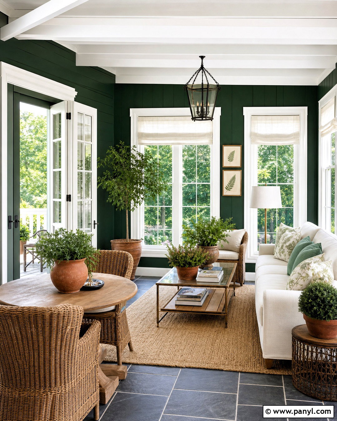 Deep Green Sunroom Walls With White Trim - 20 dark walls white trim ideas