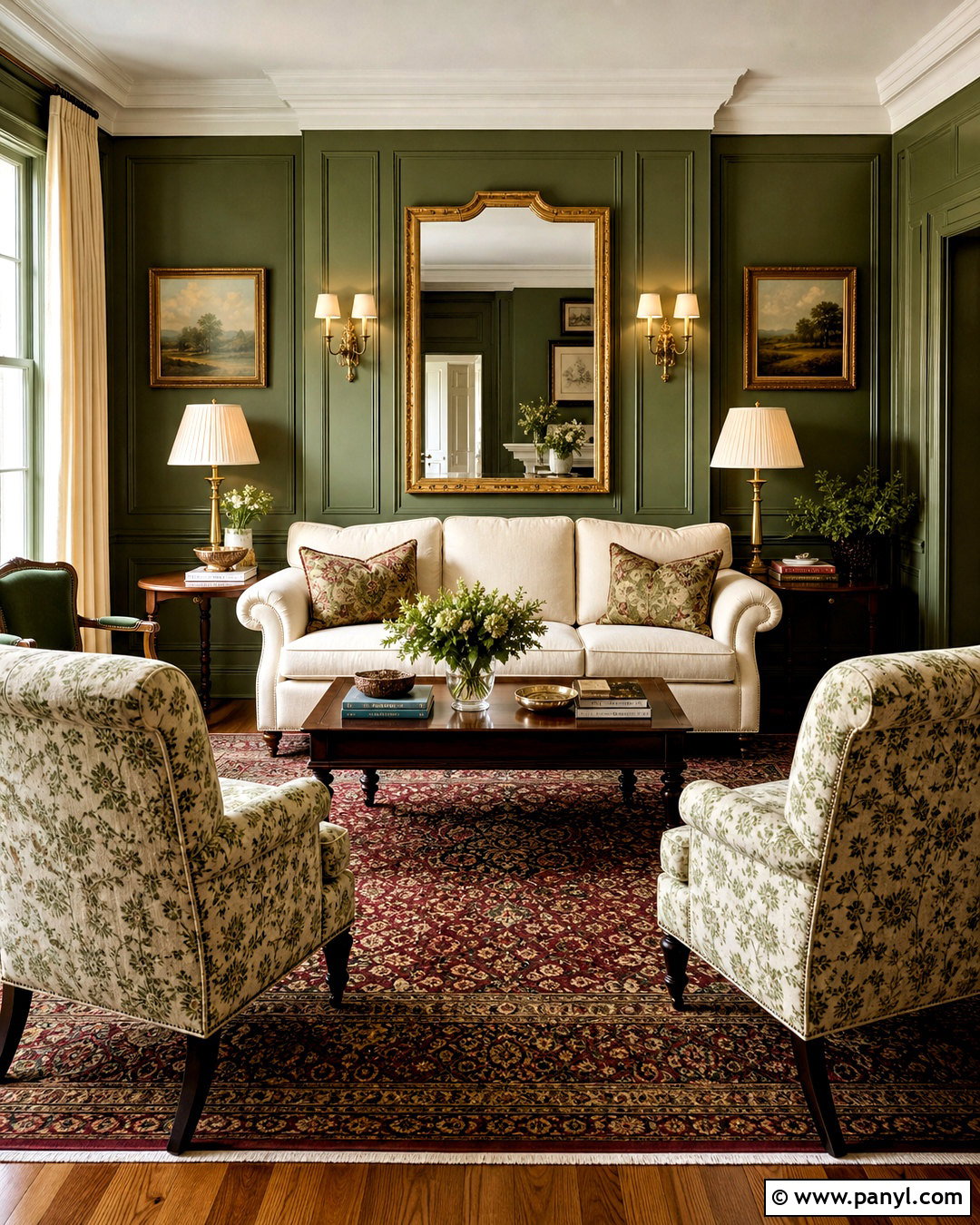Deep Green Traditional Living Room - 20 deep green living room ideas
