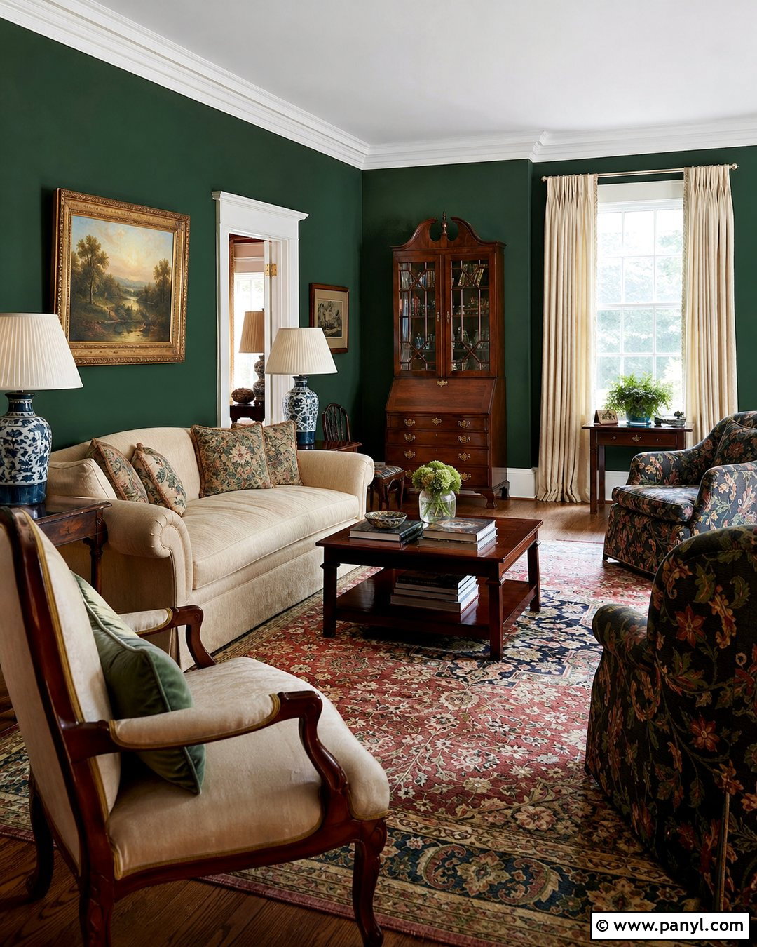 Deep Green Traditional Wall - 30 deep green wall ideas