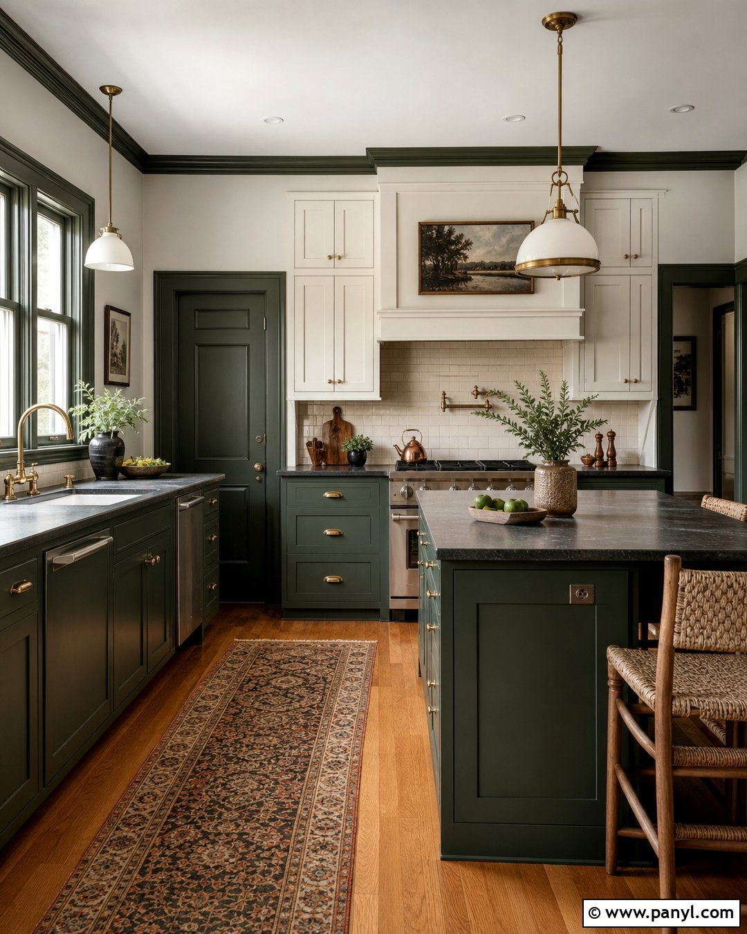 Deep Green Trim With Light Gray Walls - 45 darker trim lighter walls