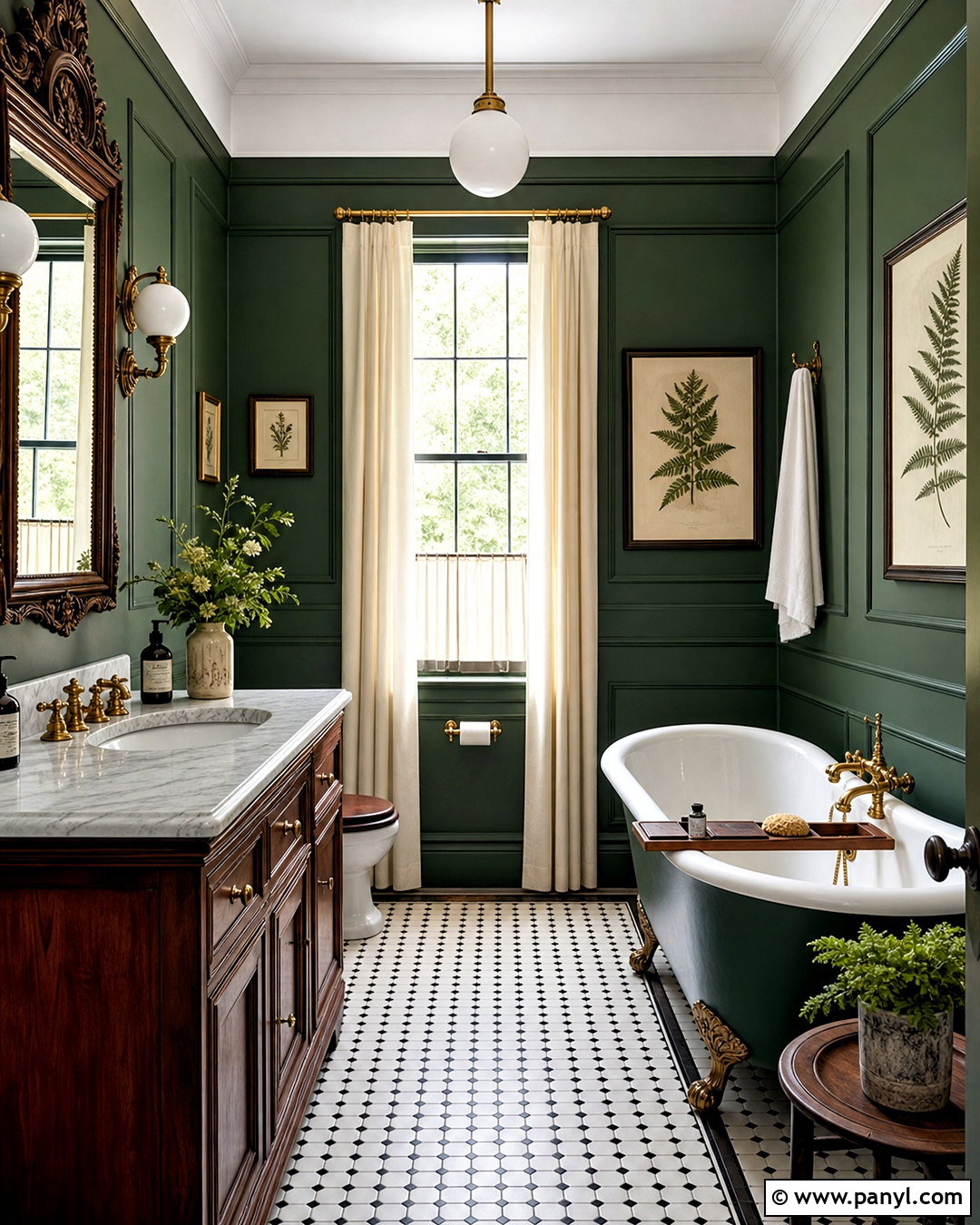 Deep Green Vintage Bathroom - 20 deep green bathroom ideas
