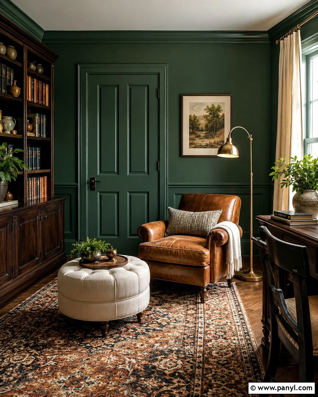 Deep Green Walls With Matching Green Baseboards - 20 Wall And Baseboard Color Combinations