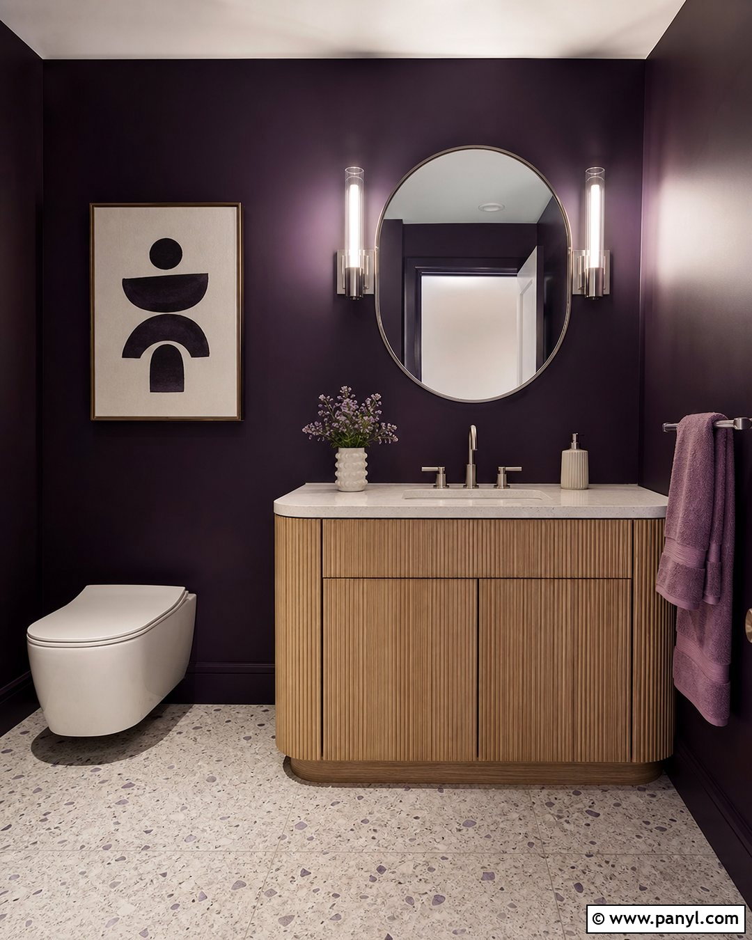 Deep Ink Purple Bathroom Walls - 25 Dark Bathroom Wall Color Ideas
